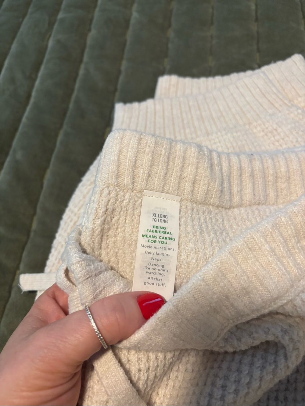 aerie Cream Waffle-Knit Lounge pants - Picture 2 of 3